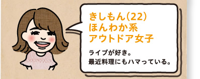 きしもん(22)ほんわか系アウトドア女子