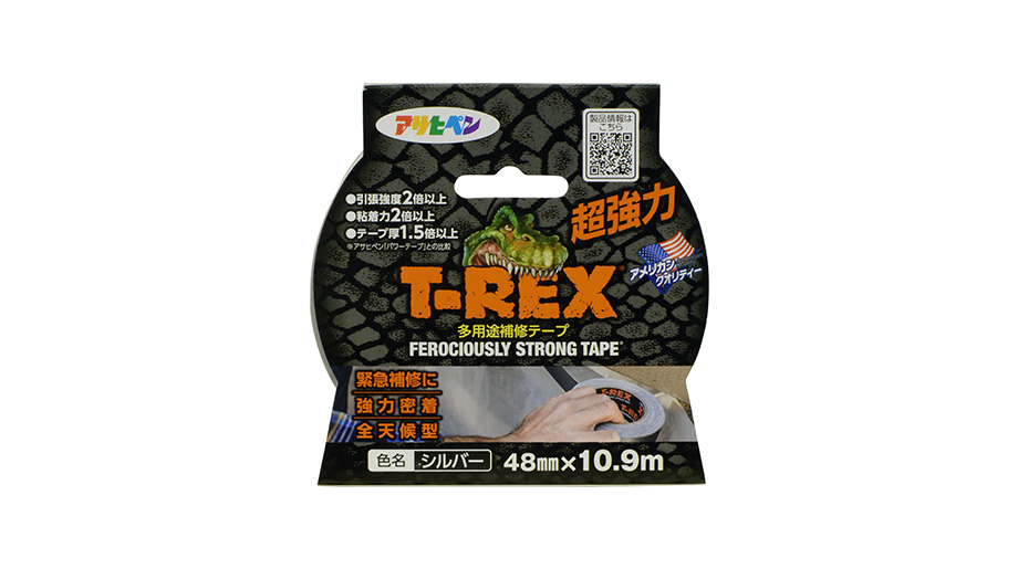 アサヒペン 超強力 ダクトテープ 補修テープ 強粘着 防水 シルバー T-REX TR-101 多用途 水漏れ 雨漏り ガラス割れ パイプ  プラスチック Ｓ．Ｓ．Ｎ 繊維の修理の修理の終点の永久的な防水修理テープ100xより強いダクトテープ5x127cm