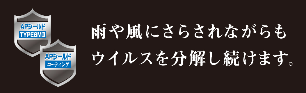 雨や風にさらされながらもウイルスを分解し続けます。